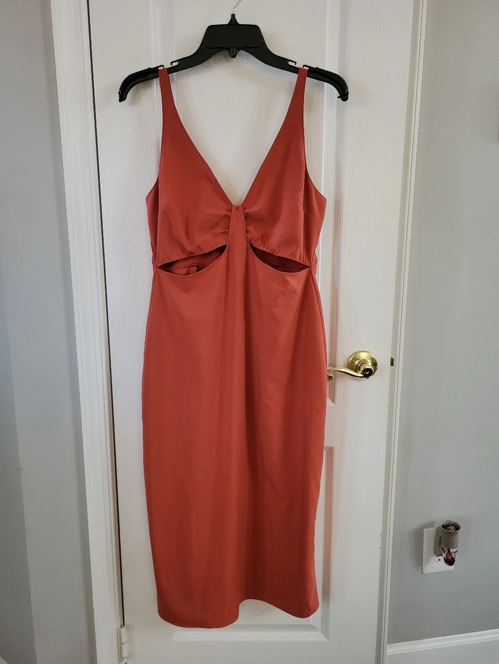 Abercrombie & Fitch Slim Cutout Midi Dress Terracotta Rust Orange Size Medium - Picture 1 of 10